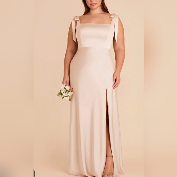 Birdy Grey Dresses & Skirts - Birdie grey Elegant Square-Neck Satin Gown in Gold Color Size XXL NWT.